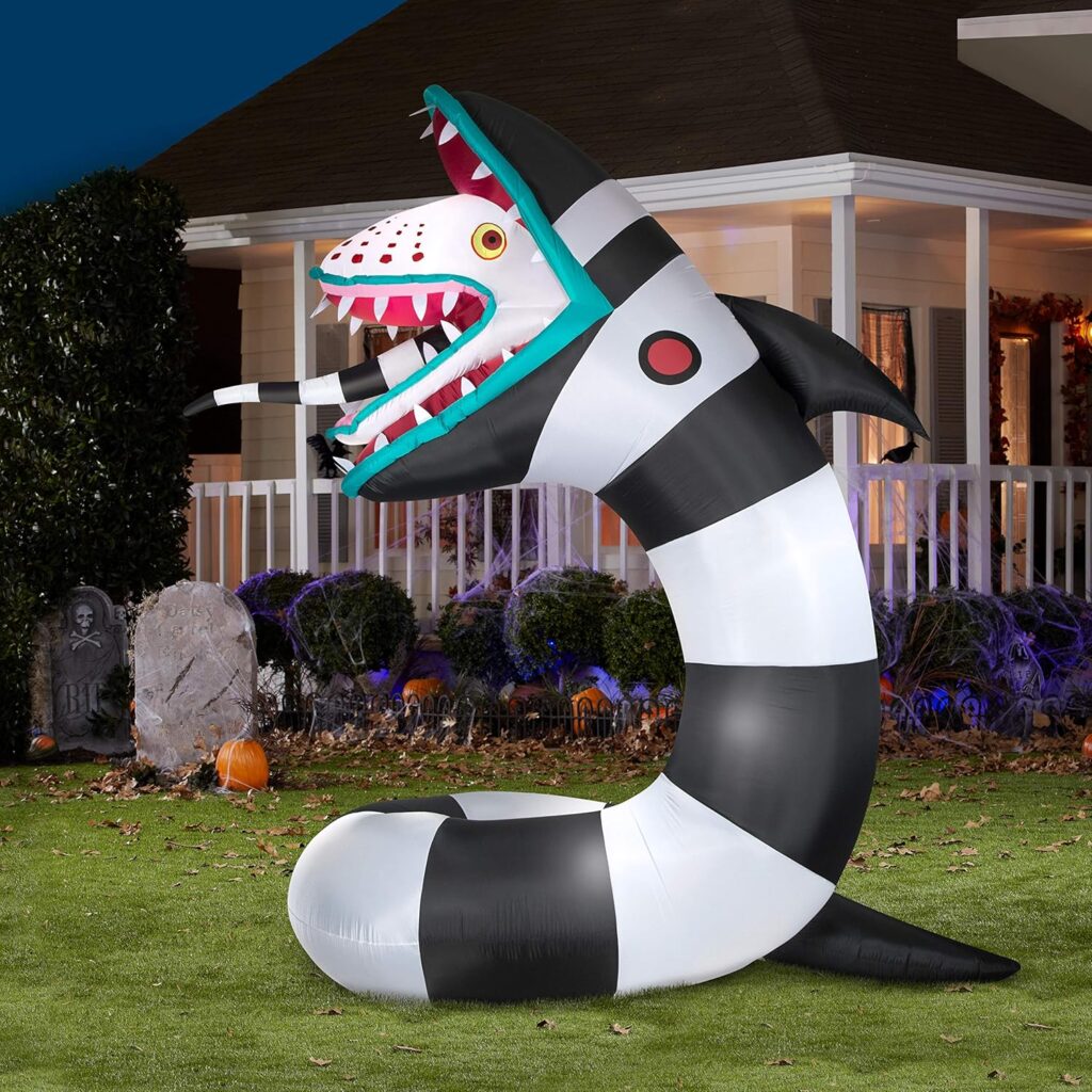 Beetlejuice Yard Decor Halloween Outdoor Decorations - 9.5 FT Animated Airblown Inflatable Beetlejuice Sandworm LEDs