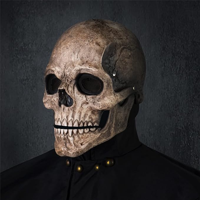 Creepy Halloween Skull Mask with Movable Jaw - Mad Halloween