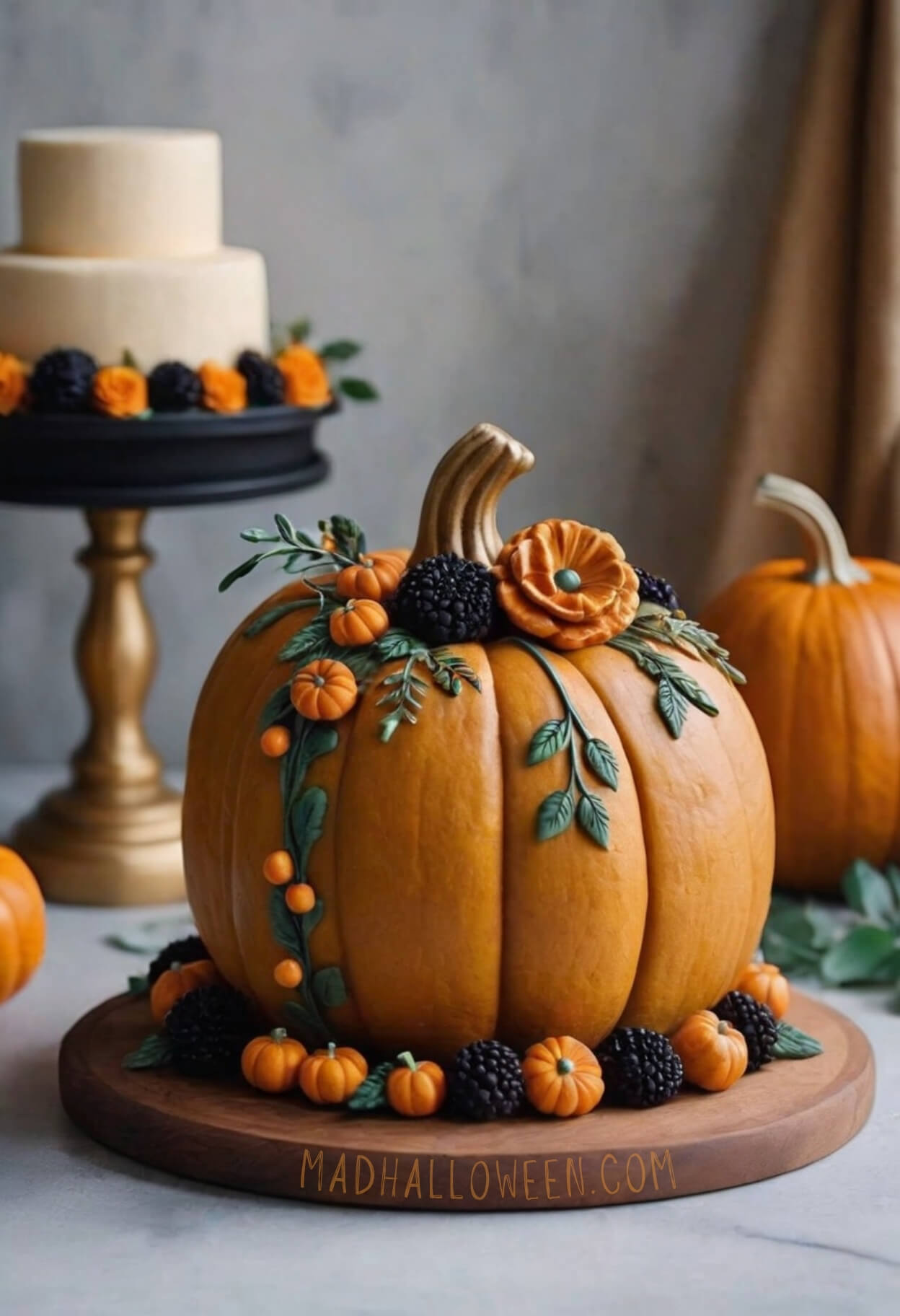 Fall Cake Decorating Ideas for Autumn - Pumpkin Cake - Mad Halloween