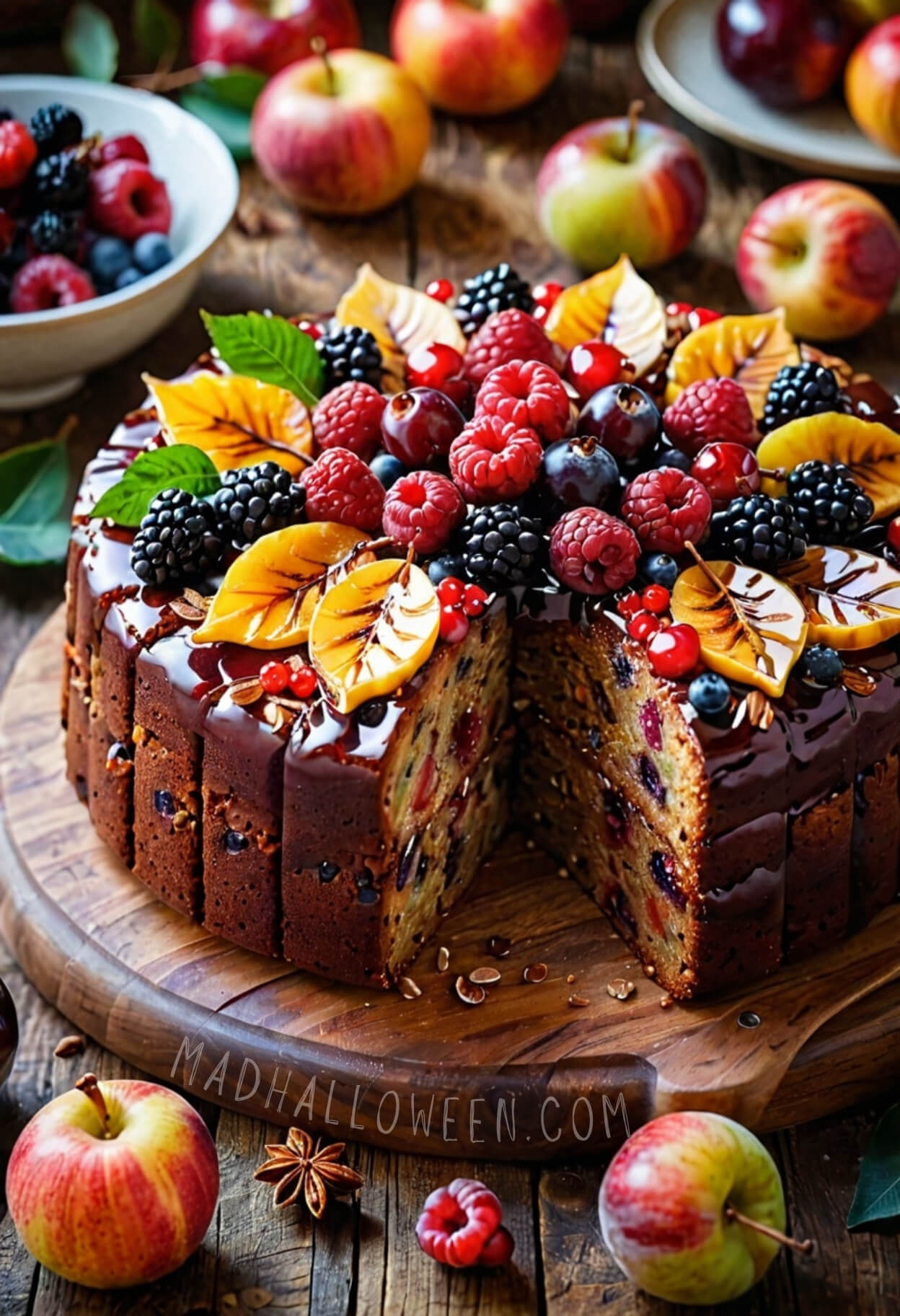 Gourmet Fall Cake Decorating Ideas for Autumn - Fruit Cake - Mad Halloween