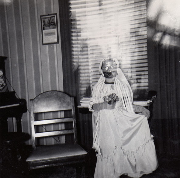 Haunted Air Book Vintage Halloween Photos - Creepy Masked Bride Costume