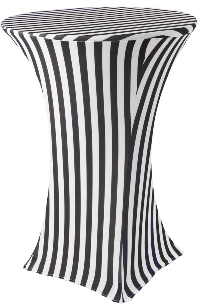 Black and White Stripped Table Cover - Beetlejuice Themed Yard Decor